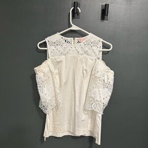 Ted Baker White Cream Eyelet Lace Blouse Top Gorgeous!!! Size 1 (2-4)